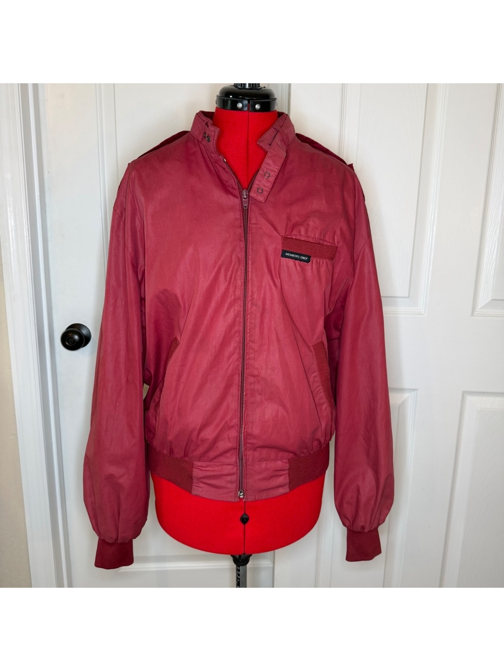 Vtg Members Only by Europe Craft Burgundy Red Full Zip Jacket Mens Eur 42 US S/M